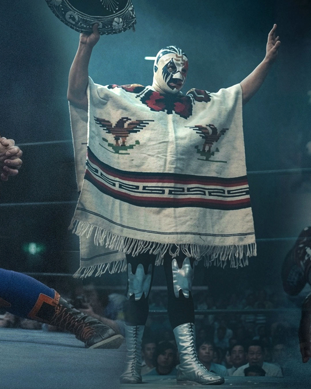 Puroresu Project Mil Mascaras carousel entrance photograph with championship belt